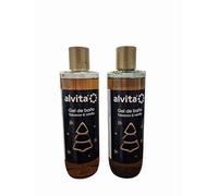 Alvita Gel de Baño 250 ml [PACK DE DOS] Aroma Vanilla y Tobacco,Motivo navideño,Especial Regalo Navidad,Gel Suave y Cremoso,Piel Perfumada e Hidratada