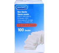 Alvita unsterile Mullkompressen 7,5 cm x 7,5 cm, 100 pzas Compresas