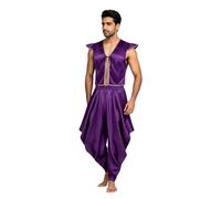 Alvivi Adultos Traje Chaleco Y Pantalones Harem Del Príncipe Árabe Carnaval Púrpura XL