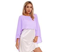 Alvivi Cárdigan Bolero de Gasa para Mujer Chal de Novia Fiesta Elegante Ligero Estola de Ceremonia Boda para Primavera y Verano Púrpura claro One Size
