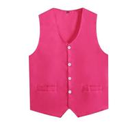 Alvivi Chaleco de Trabajo para Hombro y Mujer Chaqueta de Traje y Blazer Chaleco de Vestir Uniforme de Camarero para Supermercado Empleado y Voluntario M-3XL Rosa Caliente XL