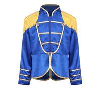 Alvivi Chaqueta de Guardia Real de Banda de Música de Marcha para Niñas y Niños Traje de Baterista Infantil Uniforme de Comandante de Banda de Tambores Azul real 9-10 años