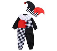 Alvivi Conjunto de Payaso para Bebé Niños Pequeñas Mono con Cuello Volado y Sombrero Disfraces para Fiestas Temáticas y Obras de Teatro Negro 0-6 meses