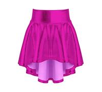 Alvivi Falda Brillante Niña para Danza Moderna Falda Plisada Corta de Patinaje Artistico Falda Vuelo Cintura Alta de Danza Actuaciones Fucsia 14 años