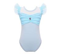 Alvivi Leotardo Gimnasia Rítmica para Niña Maillot Princesa de Danza Ballet Body de Baile Clásico de Manga con Volantes Disfraz de Bailarina 3-15 Años Cielo azul 7-8 años