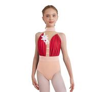Alvivi Maillot de Danza Clásica para Niña Leotardo Gimnasia Maillot Ballet de sin Mangas con Pedrería Brillante Body Patinaje Disfraz Bailarina de Ballet 5-16 Años D Blanco Negro 9-10 años