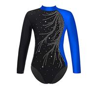 Alvivi Maillot de Gimnasia Rítmica para Niña Body Danza de Manga Larga Maillot Brillante de Baile Leotardos Gimnásticos Coloridos Disfraz de Bailarina 5-16 años Azul B 5-6 años