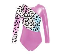 Alvivi Maillot de Gimnasia Rítmica para Niña Body Danza de Manga Larga Maillot Brillante de Baile Leotardos Gimnásticos Coloridos Disfraz de Bailarina 5-16 años leopardo 11-12 años
