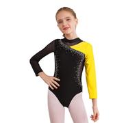 Alvivi Maillot de Gimnasia Rítmica para Niña Body Danza de Manga Larga Maillot Brillante de Baile Leotardos Gimnásticos Coloridos Disfraz de Bailarina 5-16 años T Amarillo 11-12 años