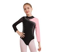 Alvivi Maillot de Gimnasia Rítmica para Niña Body Danza de Manga Larga Maillot Brillante de Baile Leotardos Gimnásticos Coloridos Disfraz de Bailarina 5-16 años T Rosa 11-12 años
