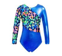 Alvivi Maillot de Gimnasia Rítmica para Niña Body Danza de Manga Larga Maillot Brillante de Baile Leotardos Gimnásticos Coloridos Disfraz de Bailarina 5-16 años A Azul 7-8 años