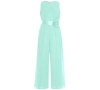Alvivi Mono de Peto de Gasa para Niñas Elegante con 3D Flor en Cintura Traje de un Solo Pedazo para Fiestas y Bodas Cumpleaños Desfiles Menta verde 11-12 años