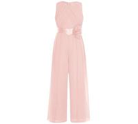 Alvivi Mono de Peto de Gasa para Niñas Elegante con 3D Flor en Cintura Traje de un Solo Pedazo para Fiestas y Bodas Cumpleaños Desfiles Rosa 13-14 años