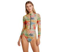 Alvivi Mujer Ropa Natación Traje Baño Protector Solar Camisa Rashguard Estampada Protectores Rash Surfear Colores Mixtos M