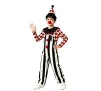 Alvivi Niño Traje Payaso Con Tirantes Artista Circo Monos Cintura Elástica Rojo Negro Blanco 9-10 años