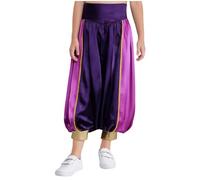 Alvivi Pantalones de Príncipe Árabe para Chicos para Cosplay en Fiestas de Halloween y Cosplay Morado 5-6 años