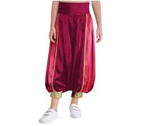 Alvivi Pantalones de Príncipe Árabe para Chicos para Cosplay en Fiestas de Halloween y Cosplay Rojo 5-6 años