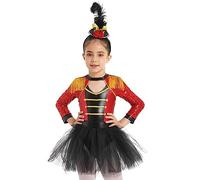 Alvivi Vestido Ballet de Tutú para Niña Maillot de Gimnasia Rítmica Patinaje con Sombrero de Plumas Disfraz de Domadora Circo Maestro Tambor Regimiento Costume 2-16 Años Rojo B 11-12 años