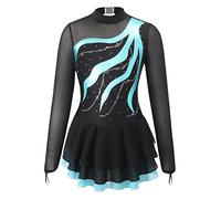 Alvivi Vestido Brillante de Baile para Niña de Manga Larga Vestido de Patinaje Artístico Vestido de Gimnasia Rítmica Disfraz de Bailarina 5-16 Años P Lago Verde 13-14 años