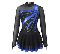 Alvivi Vestido Brillante de Danza para Niña Manga Larga Maillot con Falda Ballet Tul Vestido de Patinaje Artístico Disfraz de Bailarina Competición 5-16 Años P Azul Real 13-14 años