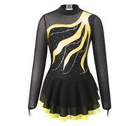 Alvivi Vestido Brillante de Danza para Niña Manga Larga Maillot con Falda Ballet Tul Vestido de Patinaje Artístico Disfraz de Bailarina Competición 5-16 Años P Amarillo 13-14 años