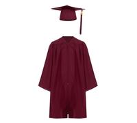 Alvivi Vestidos de graduación para niños Trajes de graduación con toga y birrete de graduación atuendos para ceremonias fiestas y sesiones de fotos Rojo oscuro 8-9 años