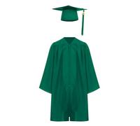 Alvivi Vestidos de graduación para niños Trajes de graduación con toga y birrete de graduación atuendos para ceremonias fiestas y sesiones de fotos Verde oscuro 8-9 años