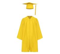 Alvivi Vestidos de graduación para niños Trajes de graduación con toga y birrete de graduación atuendos para ceremonias fiestas y sesiones de fotos Amarillo 8-9 años