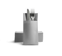 Alvotex Chic Airlaid - 50 servilletas Desechables para Cubiertos, Fundas para Cubiertos, Similar a la Tela, 39 x 40 cm, Color Gris
