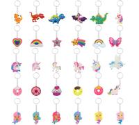 alwaiiz 30 llaveros de silicona para niños, llaveros de animales, mini dibujos animados para niños, fiestas, regalos, unicornio, dinosaurio, sirena