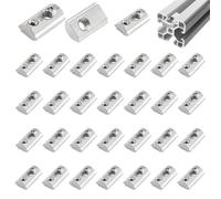 alwaiiz 50 piezas de tuercas con ranura esférica 6, serie 20 M4 de acero al carbono, tuercas deslizantes en T con centrado puente para ranura de extrusión de perfil de aluminio