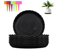 alwaiiz 6 posavasos redondos, posavasos de plástico para plantas y etiquetas para plantas, salvamanteles para plantas de interior y exterior