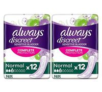 Always Almohadillas para incontinencia discretas normales para vejiga sensible, 12 por paquete (2)