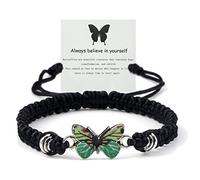 Always believe in yourself - Pulsera de mariposa, pulseras ajustables tejidas a mano, bonitas pulseras de mariposa, pulsera a juego, pulseras de amistad para parejas, talla única, Acero inoxidable