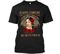Always CHINGONA Letter Pattern Round Neck Plus Size Women T-Shirt Short Sleeve Trend Printing Elastic Half Sleeve T-Shirt