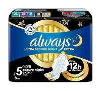 Always - Compresas sanitarias con alas (tamaño 5), 8 unidades, Ultra Secure Night Extra
