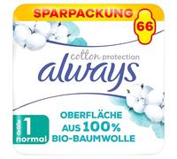 Always Compresas Ultra para mujer, tamaño 1, algodón protection normal, 66 compresas con alas (3 x 22 unidades), paquete mensual, ultrafinas y súper absorbentes