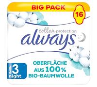 Always Cotton Protection X16 - Compresas sanitarias con alas (100% algodón orgánico)