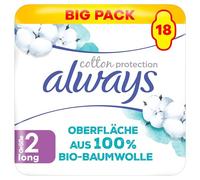 Always Cotton Protection X18 - Compresas sanitarias ultralargas con alas (100% algodón orgánico)