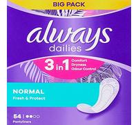 Always Dailies - 54 protectores de ropa interior normales Fresh & Protect, transpirables, flexibles y cómodos con núcleo absorbente