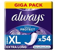 Always Dailies Long Plus Extra Protect - Braguitas para mujer, 54 compresas, con aroma fresco, apto para todas las formas de calzadas, transpirable, flexible