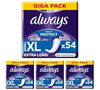 Always Dailies Long Plus Extra Protect - Braguitas para mujer, 54 compresas, con aroma fresco, apto para todas las formas de calzadas, transpirable, flexible (Paquete de 4)