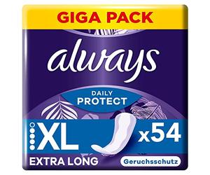 Always Dailies Long Plus Extra Protect - Braguitas para mujer, 54 compresas, con aroma fresco, apto para todas las formas de calzadas, transpirable, flexible
