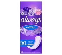 Always Daily Protect Extra Long - Juego de 24 protectores de slips para neutralizar los olores, comodidad con núcleo absorbente