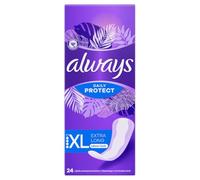 Always Daily Protect Extra Long - Juego de 24 protectores de slips para neutralizar los olores, comodidad con núcleo absorbente