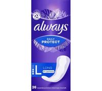Always Daily Protect, Long, 26 protectores para mujer, ideales para pérdidas blancas, protección óptima y sin perfume