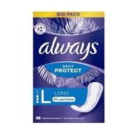 Always Daily Protect - Salvaslips para mujer, largo (48 compresas), paquete grande, sin fragancia, transpirable, flexible