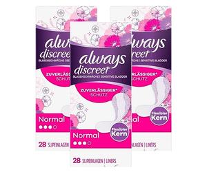 Always Discreet 3 x 28 Slips para debilidad de la vejiga normal, delgado y flexible
