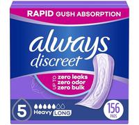 Always Discreet Almohadillas de incontinencia para adultos para mujeres, gran absorción, largas, almohadillas posparto, 156 unidades