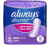 Always Discreet, Almohadillas ligeras para incontinencia, 3 gotas, 30 almohadillas cada una (paquete de 1)